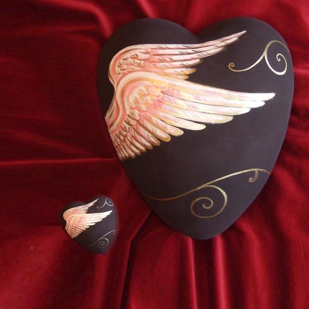 Mini-Urne mit Engelsflügeln handbemalt Herzform - Esteri
