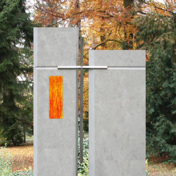 Glaseinsatz für Grabdenkmal in Orange-Gelb - Glasintarsie I-3