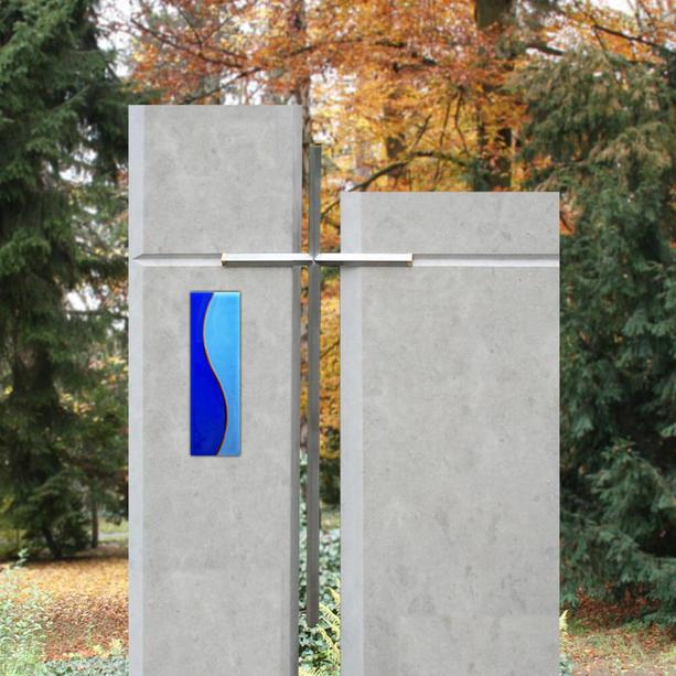 Moderne Glaskunst für Grabstein in Blau - Glasintarsie I-9