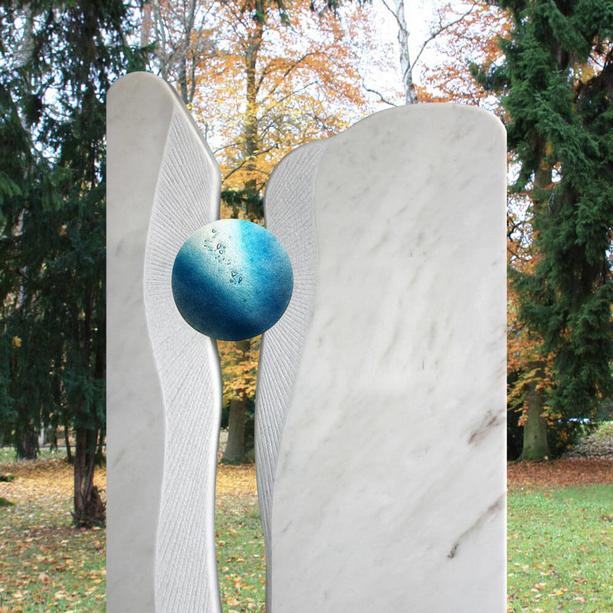 Modernes Designer Glasdekor für Grabdenkmal in Blau - Glasornament R-23