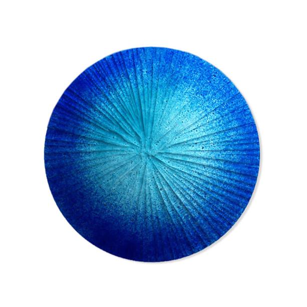 Rundes Glas Dekor mit Relief für Grabmal in Blau - Glasornament R-26