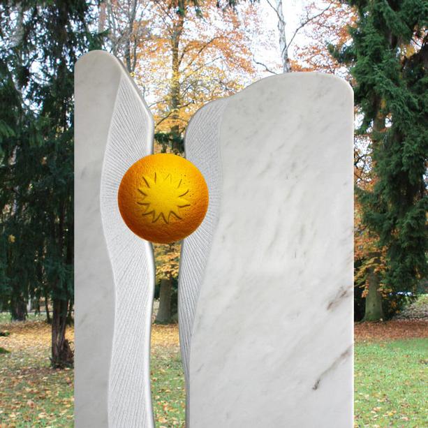 Einzigartiger Sonnen Glaseinsatz für Grabsteine in Gelb - Glasornament R-29