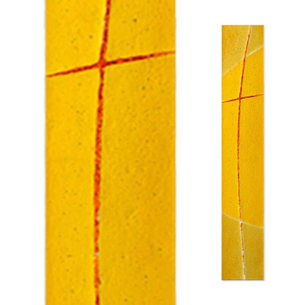 Gelbes Grabmal Glasdekor mit Kreuz - Glasstele S-11