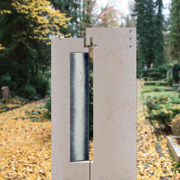 Einzigartiges Glasmotiv für Grabdenkmal in Grau  - Glasstele S-20