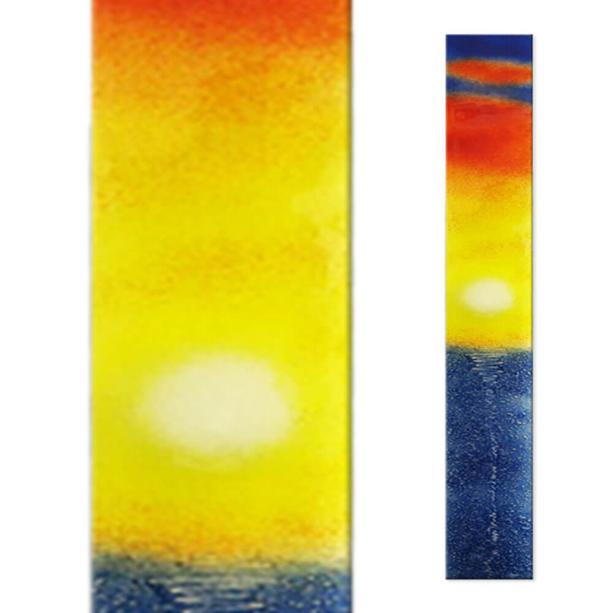 Kunstvolles Glasdekor für Grabmale mit Sonnenuntergang  - Glasstele S-47