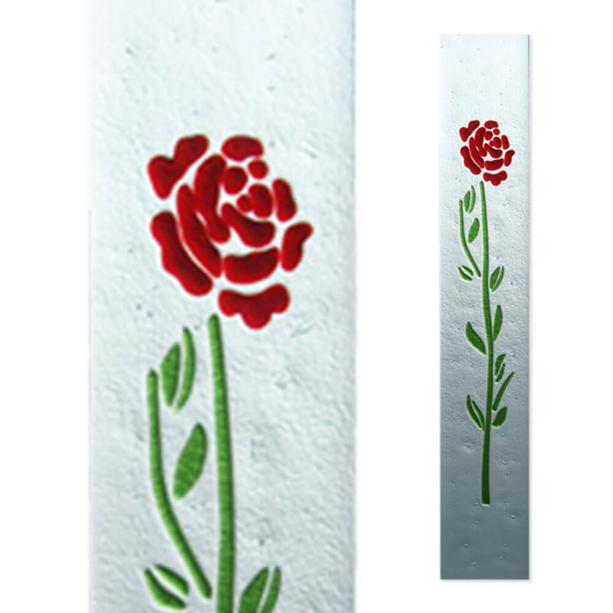Einzigartiges Glasmotiv für Grabstein mit Rose - Glasstele S-69