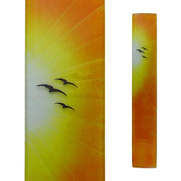 Sonnenglas Einsatz für Grabsteine mit Vögeln - Glasstele S-81