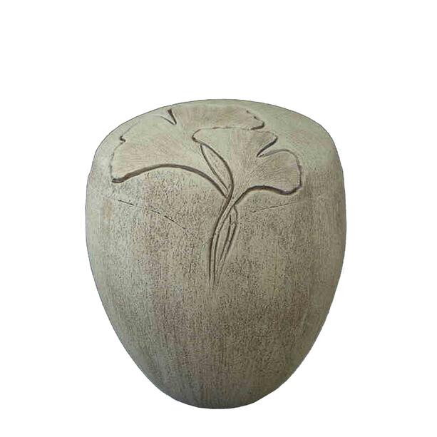 Besondere Aschenurne aus Keramik mit Ginkgo Motiv - Seranita