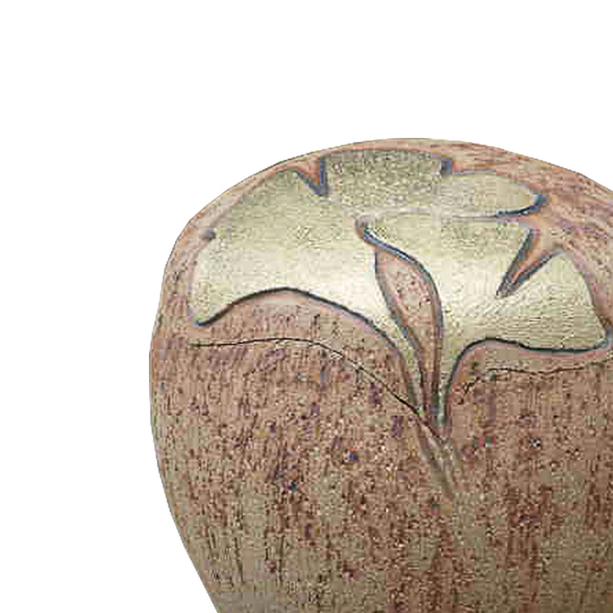 Einzigartige Keramikurne mit Ginkgo vergoldet - Amilo
