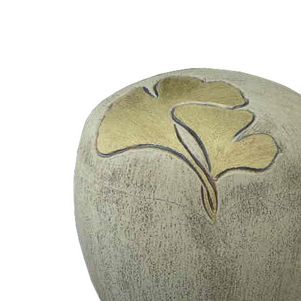 Moderne Designerurne aus Keramik vergoldet - Ginkgo