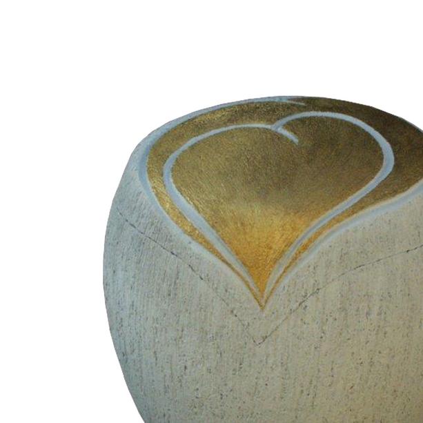 Schöne Keramikurne mit Herz aus Gold - Catania