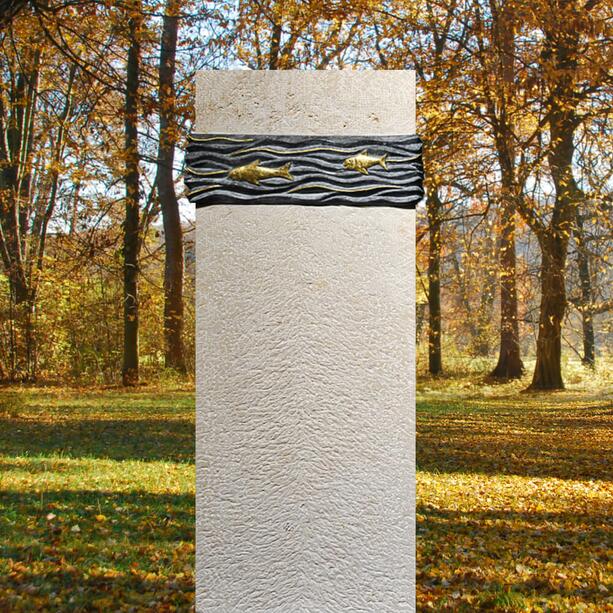 Modernes Grabmal fr Urnengrab Motiv Wasser und Fische  - Alphonse