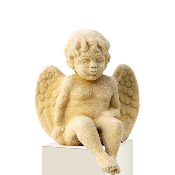 Steinguss sitzender Engel Skulptur für Grabstein - Seduto