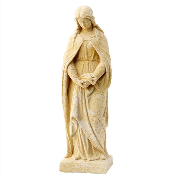 Grabfigur Madonna - Steinguss winterfest - Maria in Demut