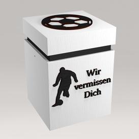 Besondere Urne aus Holz f�r Fu�ballfans wei� mit...