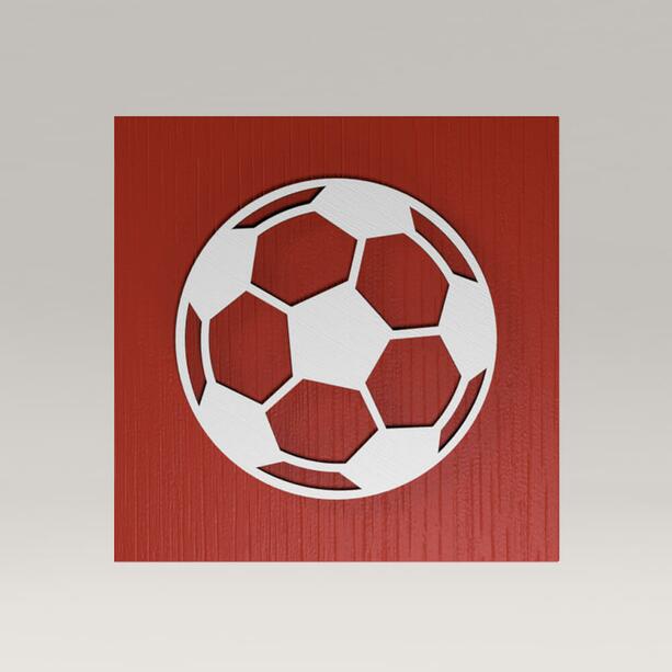 Urne mit Fuball Bild aus Holz im eckigen Design - rot - Fuball Nono