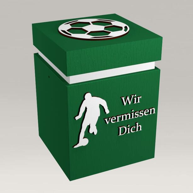 Grüne Fußball Motiv Graburne Eiche eckig mit besonderer Inschrift - Fußball Harant