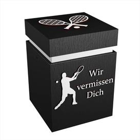 Design Holzurne schwarz mit Tennis Bild und individueller...