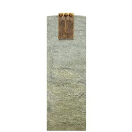 Schnes Urnengrabmal aus grnem Granit mit Bronze...