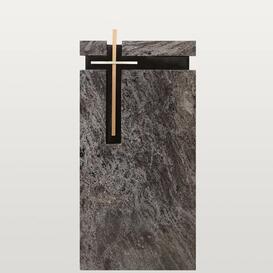 Moderner Urnen Grabstein aus Granit mit Bronze Kreuz -...