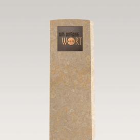 Heller Urnengrabstein aus Kalkstein mit Bronze Tafel -...