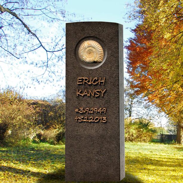 Ammonit Gedenkstein fr ein Urnengrab - Granit - Memoria Vita