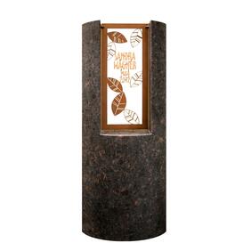 Modernes Granit Urnengrabmal mit floralem Bronzeornament...