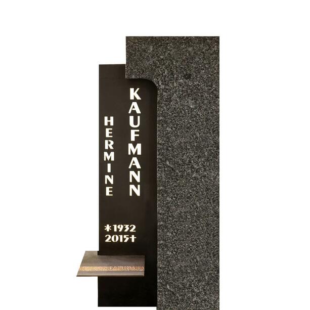 Modernes Grabstein Design in Granit & Metall fr ein Urnengrab - Memento