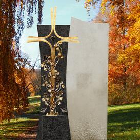 Grabstein mit Bronze Grabkreuz fr ein Urnengrab in...