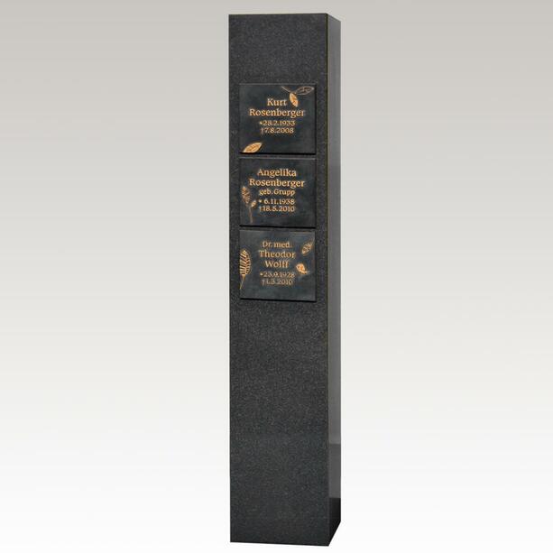 Schwarze Granit Urnenstele mit Bronze Tafeln fr die Inschrift / Urnengrab - Destina Memento