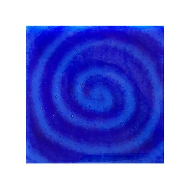Quadratische Glasdeko mit Spiral-Muster blau - Glasornament Qu-24