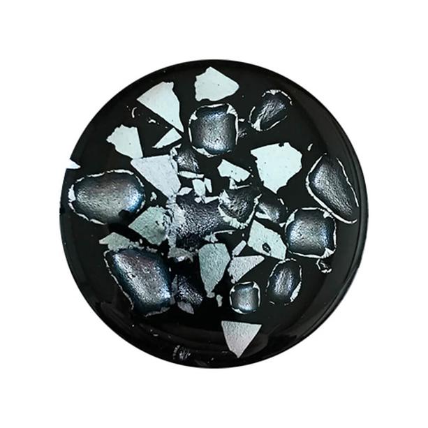 Runde Glasdeko schwarz-silber mit Muster - Glasornament Qu-27