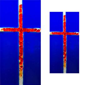 Rechteckiges Glaselement Kreuz mit Textur - Glasornament...