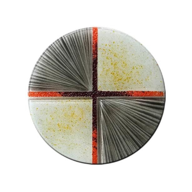 Rundes Ornamentglas mit Kreuz verschiedene Farben - Glasornament R-32
