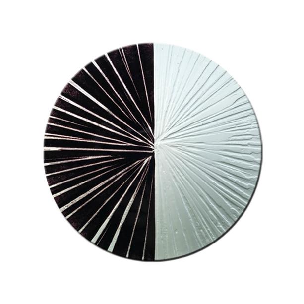 Kontraststarkes rundes Glaselement schwarz-wei - Glasornament R-38