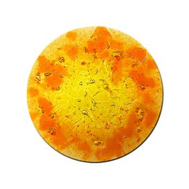 Moderner Glaseinsatz rund gelb-orange - Glasornament R-44