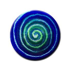 Runder Glaseinsatz Spiralmuster blau-grn - Glasornament...